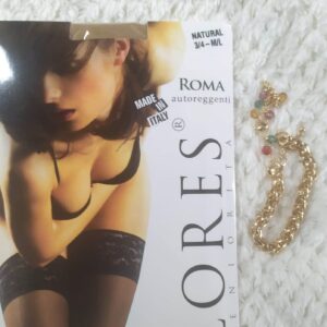 Eleganckie pończochy samonośne - kolor natural.