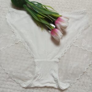 Majtki damskie z dodatkiem eleganckiej koronki.